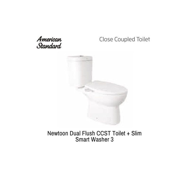 American Standard Newton Dual Flush CCST Toilet + Slim Washer 3 Toko