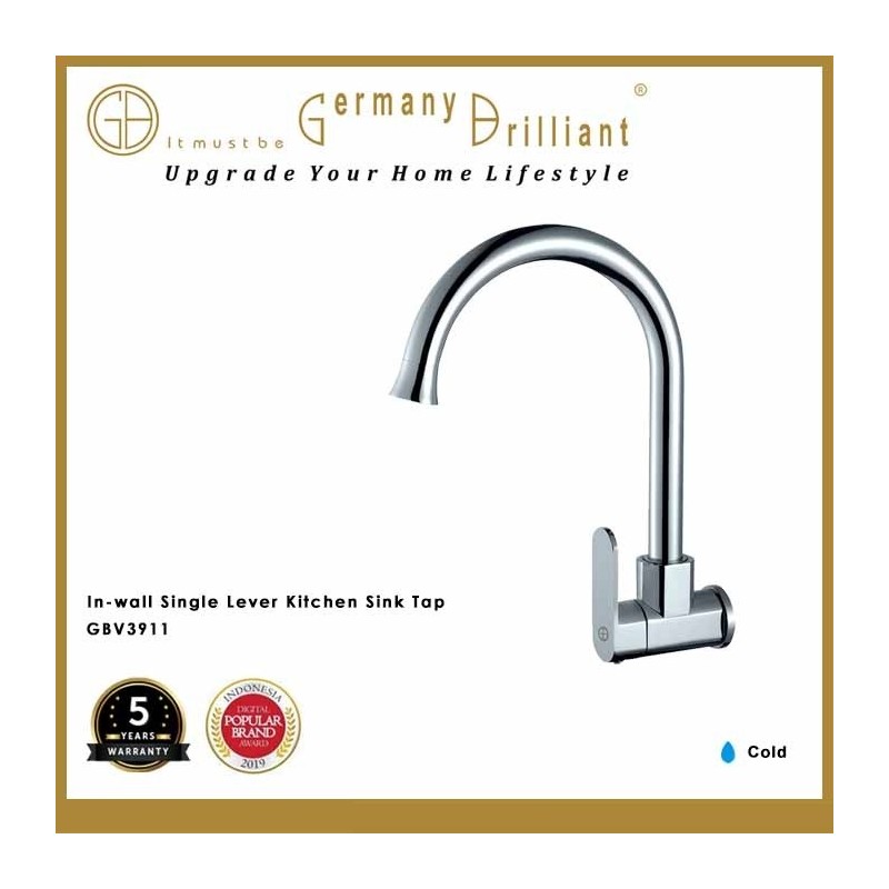 GERMANY BRILLIANT IN WALL SINGLE LEVER KITCHEN SINK TAP GBV3911 Toko