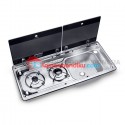 DOMETIC MO9722R TWO-BURNER HOB & SINK COMBINATION WITH GLASS LID